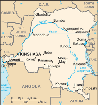 Map of The Democratic Republic of The Congo