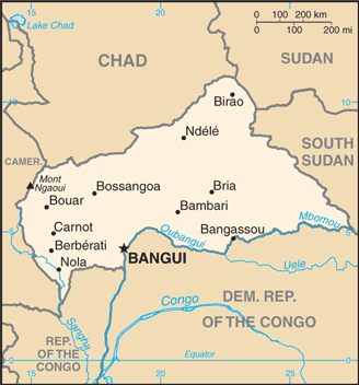 Map of The Central African Republic