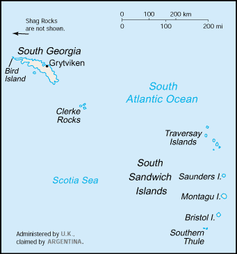 Map of South Georgia & South Sandwich Islands