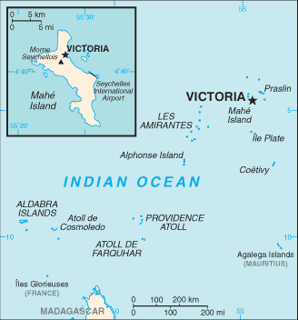 Map of The Seychelles