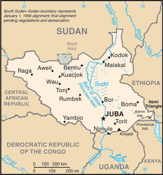 Map of The South Sudan