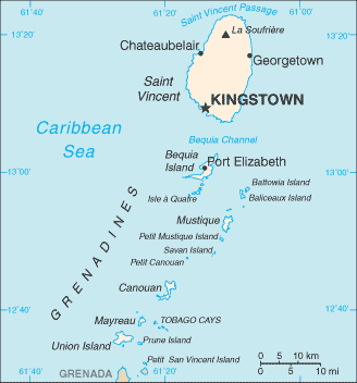 Map of Saint Vincent & the Grenadines